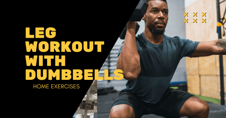 home workout leg workout plan with dumbbells, a man single arm squatting with a dumbbells.